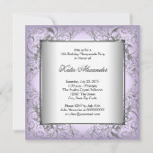 パープルシルバースウィート16マスカレードパーティー 招待状 (裏面)