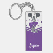 パープルシルバースターズ応援リーディングパーソナライズされた キーホルダー (正面左)