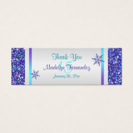 パープルシルバースノーフレークキンセアニェラメッセージカード