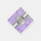 パープルシルバースノーフレークスウィンターワンダーランドパーティー スタンダードカクテルナプキン (角)
