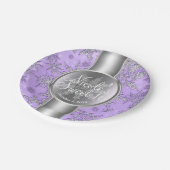パープルシルバースノーフレークスウィンターワンダーランドパーティー ペーパープレート (アングル)