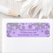 パープルシルバースノーフレークスウィンターワンダーランドパーティー ラベル (インサイチュ)
