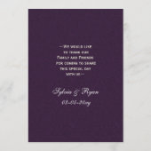 パープルシルバースノーフレーク冬の結婚式のメニューカード メニュー (裏面)