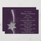 パープルシルバースノーフレーク結婚のリハーサル招待状 招待状 (正面/裏面)