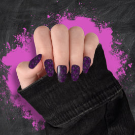 パープルシルバースパイダーウェブハロウィンミンクスネイルアート ネイルアート