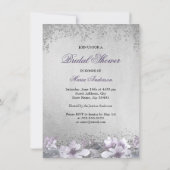 パープルシルバースパークルドレス ブライダルシャワー招待状 招待状 (裏面)