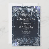 パープルシルバースパークルライトバラクインセアニラ 招待状 (正面)