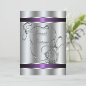 パープルシルバースワールエレガントSweet sixteen 招待状 (スタンド正面)