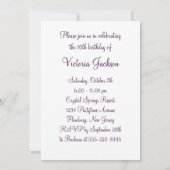 パープルシルバースワールエレガントSweet sixteen 招待状 (裏面)