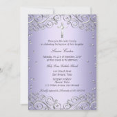 パープルシルバースワール&クロスバプテスマ/《キリスト教》洗礼式や命名式 招待状 (正面)