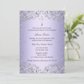 パープルシルバースワール&クロスバプテスマ/《キリスト教》洗礼式や命名式 招待状 (スタンド正面)