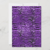 パープルシルバータイガーストライプグリッターフレーム誕生日 招待状 (裏面)