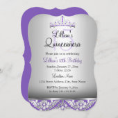 パープルシルバーダマスク&ティアラキンセアニェラ招待状 招待状 (正面/裏面)