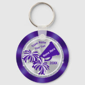 パープルシルバーチーフパーソナライズされた応援バッグラベル キーホルダー (裏面)