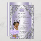パープルシルバーツツプリンセスベビーシャワー 招待状 (正面/裏面)