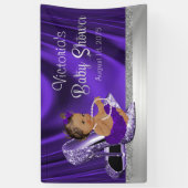 パープルシルバーハイヒールシューエスニックベビーバナー 横断幕 (縦)