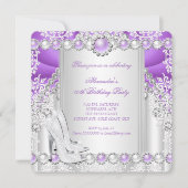 パープルシルバーハイヒールパールバースデーパーティー2 招待状 (正面)