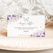 パープルシルバーバタフライおむつラッフルチケット エンクロージャーカード