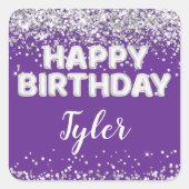 パープルシルバーバースデーパーティーのお気に入り スクエアシール (正面)