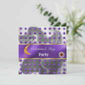 パープルシルバーフォイルグリッターオレンジ ムーン ヴァレンタイン 招待状 (スタンド正面)