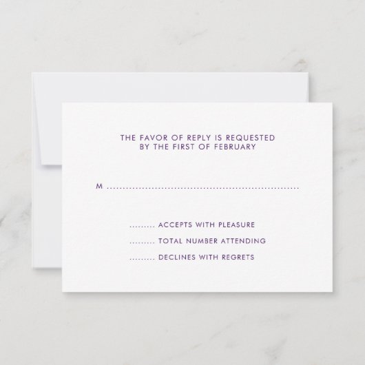 パープルシルバーフォックスグリッター 出欠カード (裏面)