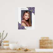 パープルシルバーフォトメモリアル葬儀看板 ポスター (キッチン)