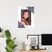パープルシルバーフォトメモリアル葬儀看板 ポスター (ホームオフィス)