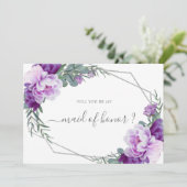 パープルシルバーフローラが私のメイド・オブ・オーナー(花嫁付き添い人) 招待状 (スタンド正面)