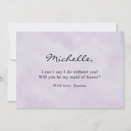 パープルシルバーフローラが私のメイド・オブ・オーナー(花嫁付き添い人) 招待状 (裏面)