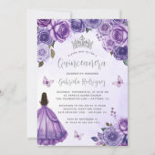 パープルシルバーフローラウォーターカラーキンセアニラ 招待状 (正面)