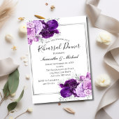 パープルシルバーフローラエレガントリハーサルディナー 招待状