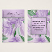 パープルシルバーフローラグリッターイヤリングディスプレイカード (正面&裏面)