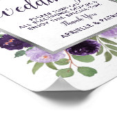 パープルシルバーフローラグリーン結婚プラグ抜きサイン ポスター (角)