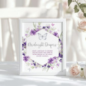 パープルシルバーフローラバタフライミッドナイトおむつポー ポスター