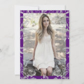 パープルシルバーフローラフォトサプライズSweet 16 招待状 (裏面)