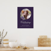 パープルシルバーフローラ写真追悼看板 ポスター (キッチン)