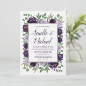 パープルシルバーフローラ婚約パーティ招待状 招待状 (スタンド正面)