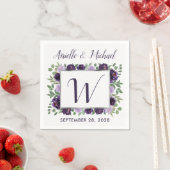 パープルシルバーフローラ水カラーユーカリ結婚ス スタンダードカクテルナプキン (インサイチュ)