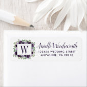 パープルシルバーフローラ水カラーユーカリ結婚ス ラベル (インサイチュ)