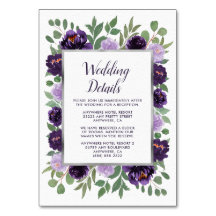 パープルシルバーフローラ結婚グリーンのエンクロージャカード