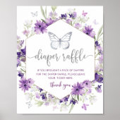 パープルシルバーフローラ蝶おむつラッフルサイン ポスター (正面)