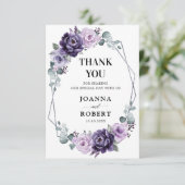 パープルシルバーフローラ開花ジオメト結婚リ サンキューカード (スタンド正面)
