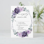 パープルシルバーフローラ開花ジオメト結婚リ 出欠カード (スタンド正面)