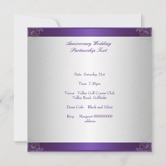 パープルシルバーフローラ25周年記念パーティーイベント 招待状 (裏面)