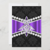 パープルシルバーブラックティアラスウィート16招待状 招待状 (裏面)