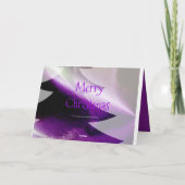 パープルシルバーホワイトのクリスマスツエレガントリー シーズンカード (裏面)