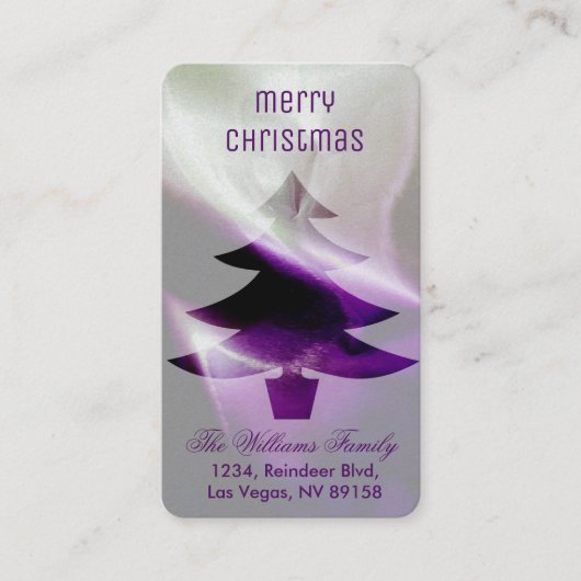 パープルシルバーホワイトのクリスマスツエレガントリー 名刺 (正面)