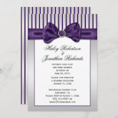 パープルシルバーホワイトストライプダイヤモンドポスト結婚ズ 招待状 (正面/裏面)