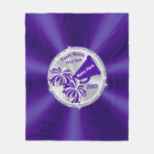 パープルシルバーホワイトパーソナライズされた応援毛布 フリースブランケット (正面)