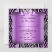 パープルシルバーホワイト黒ゼブラ誕生日パーティー 招待状 (裏面)
